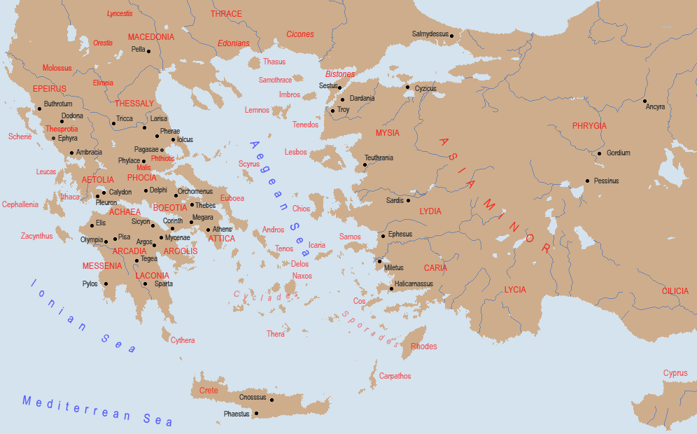 Kaart van de Egeïsche Zee