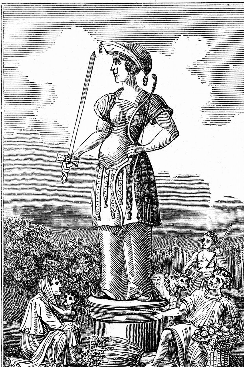 Freya, de godin van de liefde houtsnede