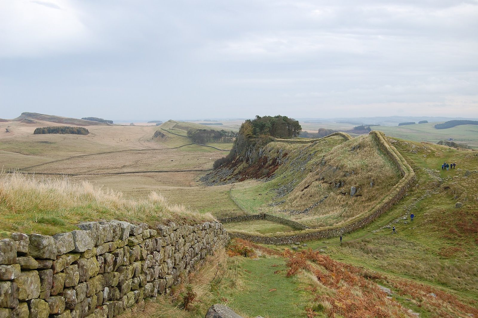 Een stuk van de Muur van Hadrianus, ongeveer 1 mijl ten westen van het Romeinse fort bij Housesteads