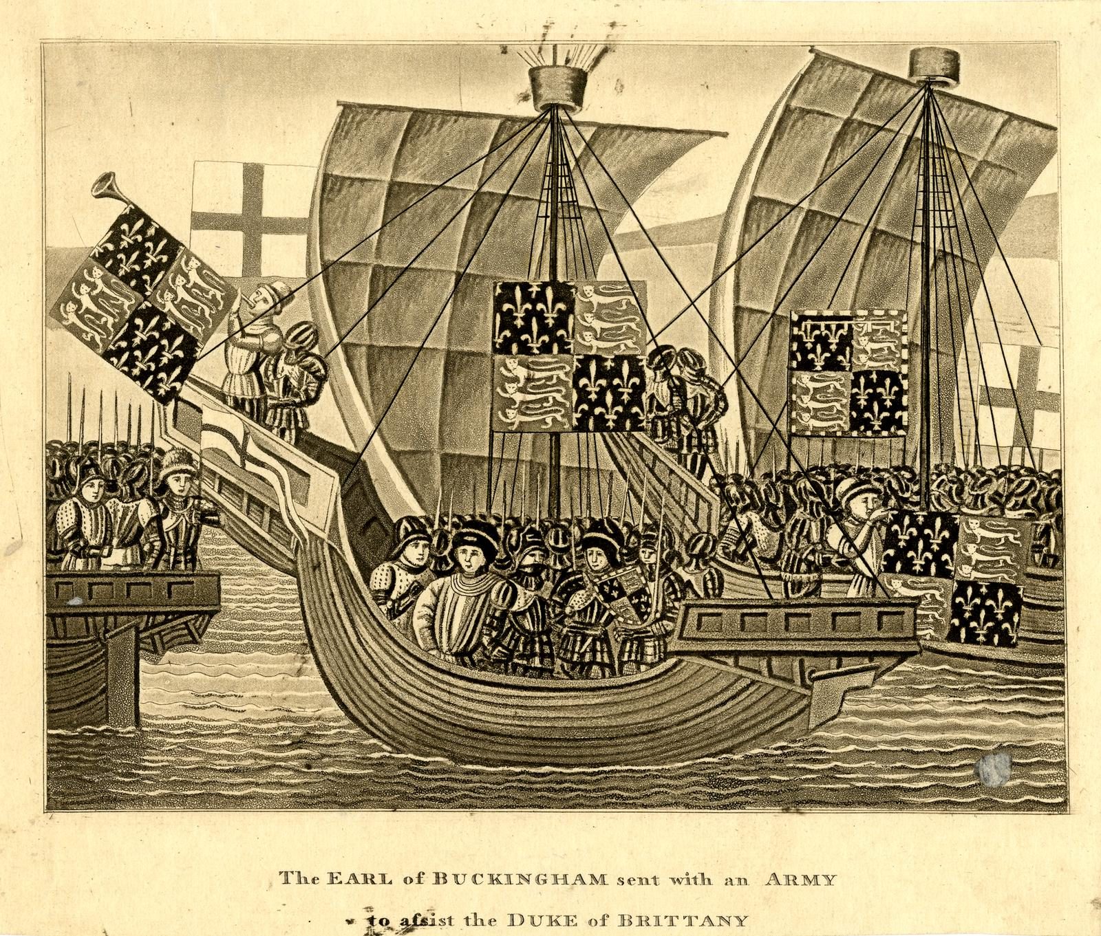 De graaf van Buckingham wordt met een leger gezonden om de hertog van Bretagne bij te staan (BM 1871,1209.1463)