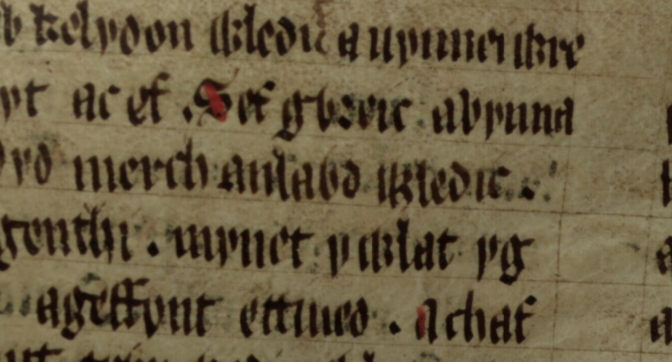 Culhwch en Olwen, folio 200v, met wat mogelijk de vroegste bewaard gebleven verwijzing naar Amlawdd is