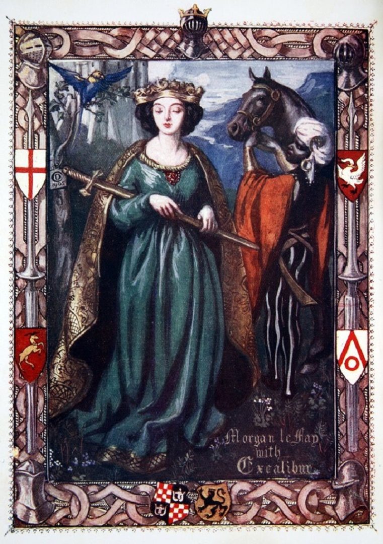 Morgan le Fay met Excalibur, Dora Curtis, 1905